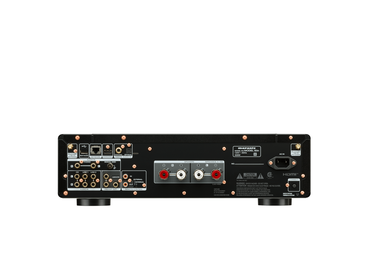 “Back of Marantz Model 60N with input and output ports.”