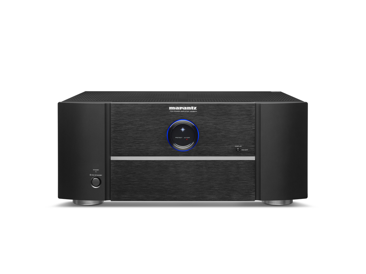 Close-up front view of mm 8077 with buttons and high-end design.