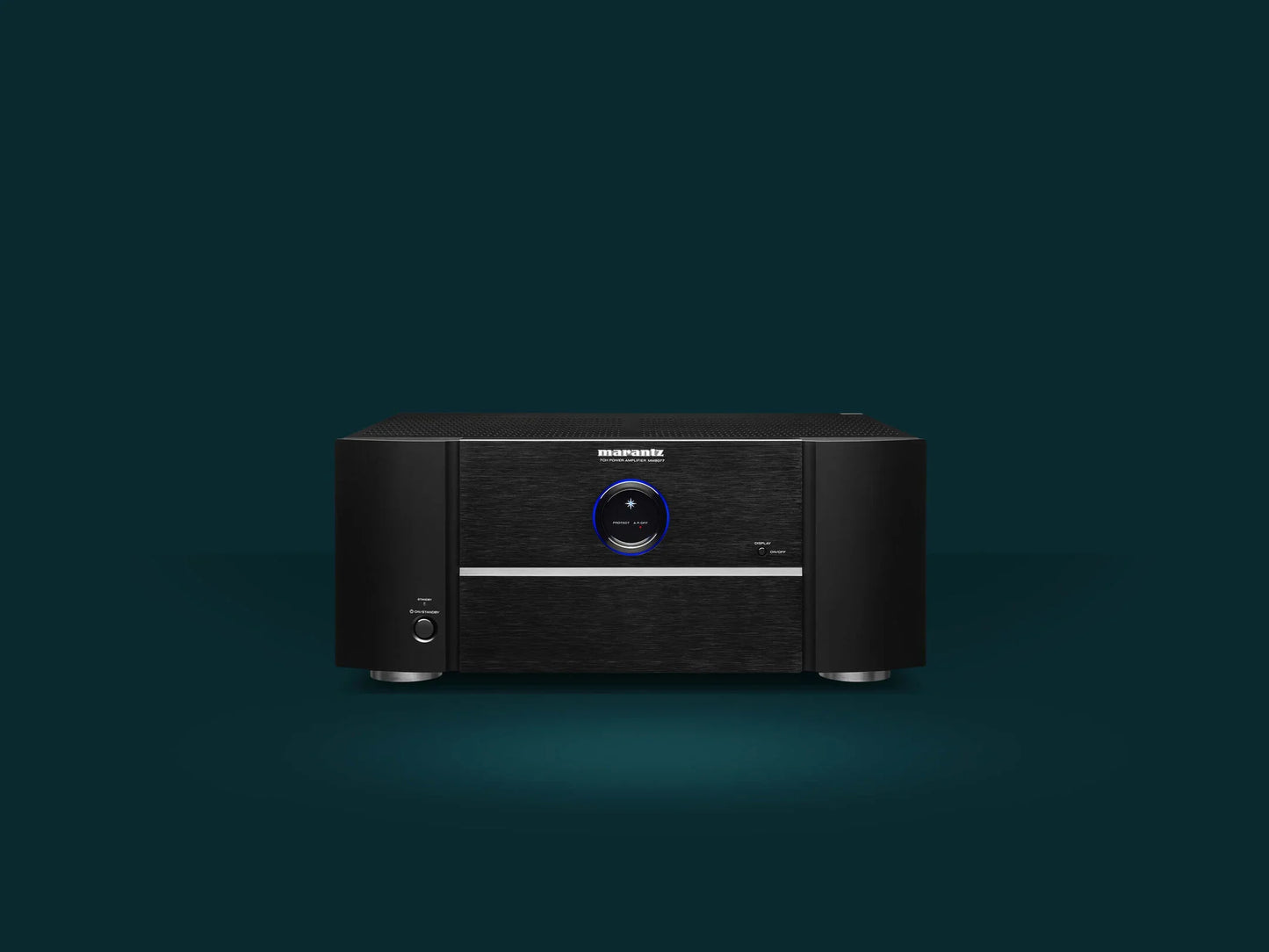 Front view of Marantz MM 8077 showing aluminum panel and control knobs.