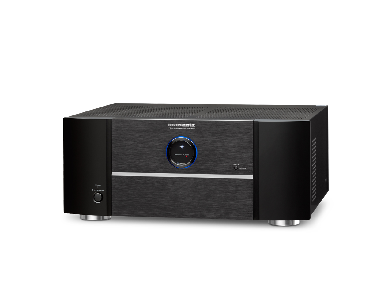 Side view of Marantz MM 8077 highlighting sleek design and ventilation.