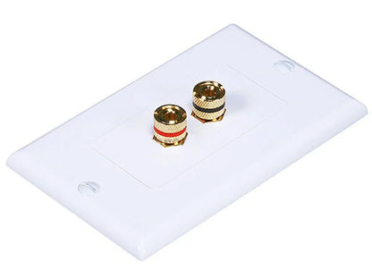 Monoprice High Quality Banana Binding Post Two-Piece Inset Wall Plate for 1 Speaker - Coupler Type