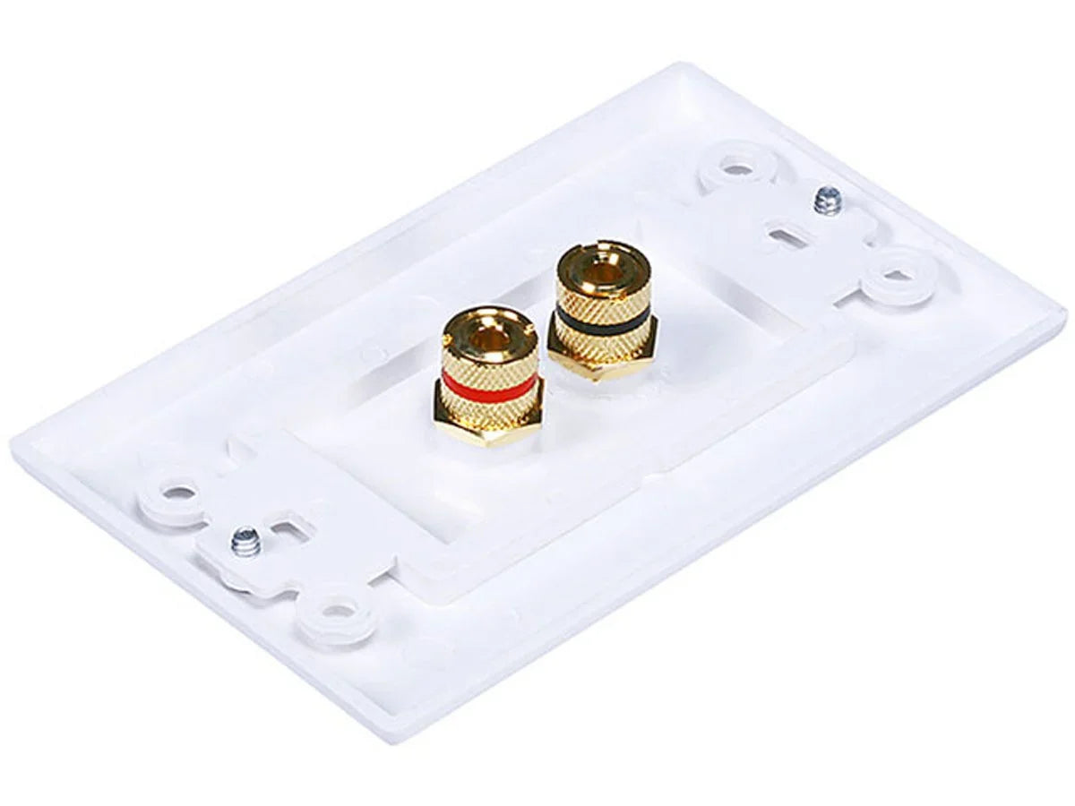 Monoprice High Quality Banana Binding Post Two-Piece Inset Wall Plate for 1 Speaker - Coupler Type