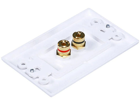 Monoprice High Quality Banana Binding Post Two-Piece Inset Wall Plate for 1 Speaker - Coupler Type