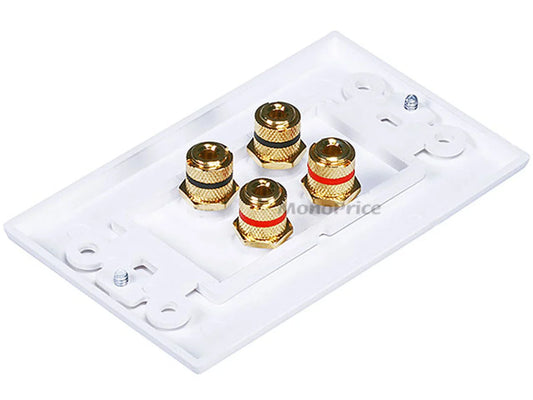 Monoprice High Quality Banana Binding Post Two-Piece Inset Wall Plate for 2 Speakers - Coupler Type