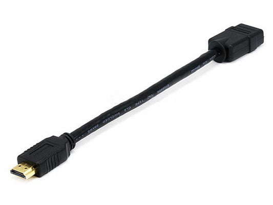 8inch 28AWG High Speed HDMI® With Ethernet Male to Female Port Saver - Black