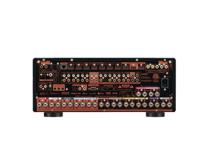 Back panel of Marantz AV 8805 with HDMI, speaker, and audio connections.