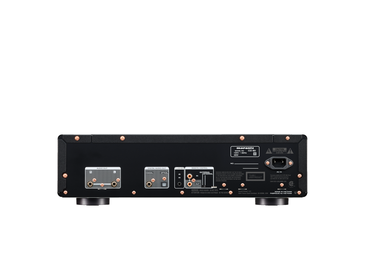 Back panel of Marantz CD 60 showing all input and output connections
