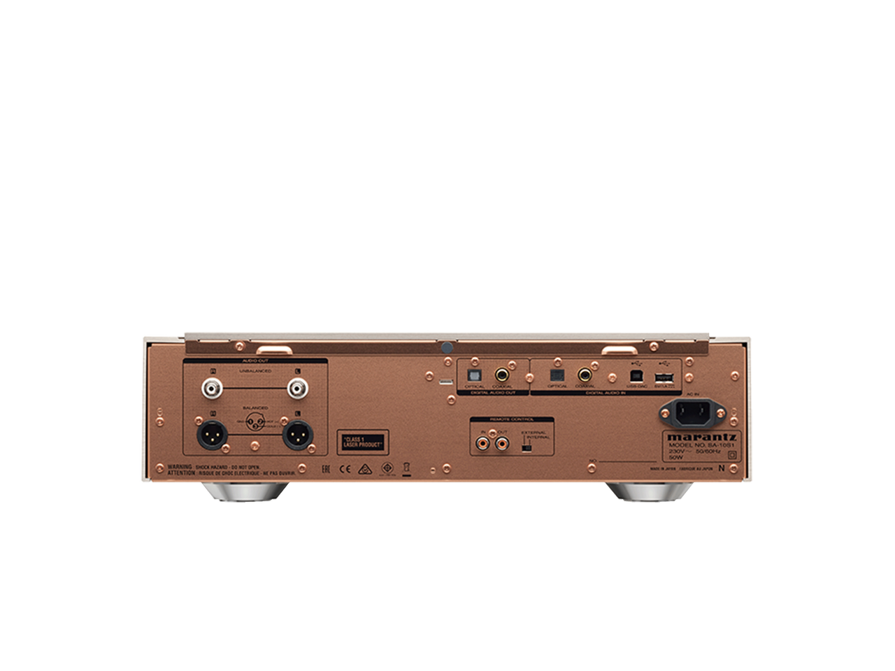 Back panel of Marantz SA 10 SACD with RCA, coaxial, and optical outputs