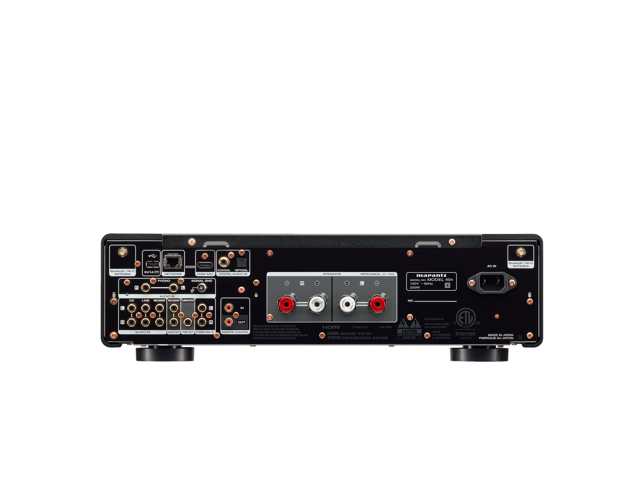 Back view of Marantz Model 40n amplifier with input and output ports