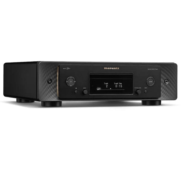 “Close-up of buttons and display panel on audiophile CD player”