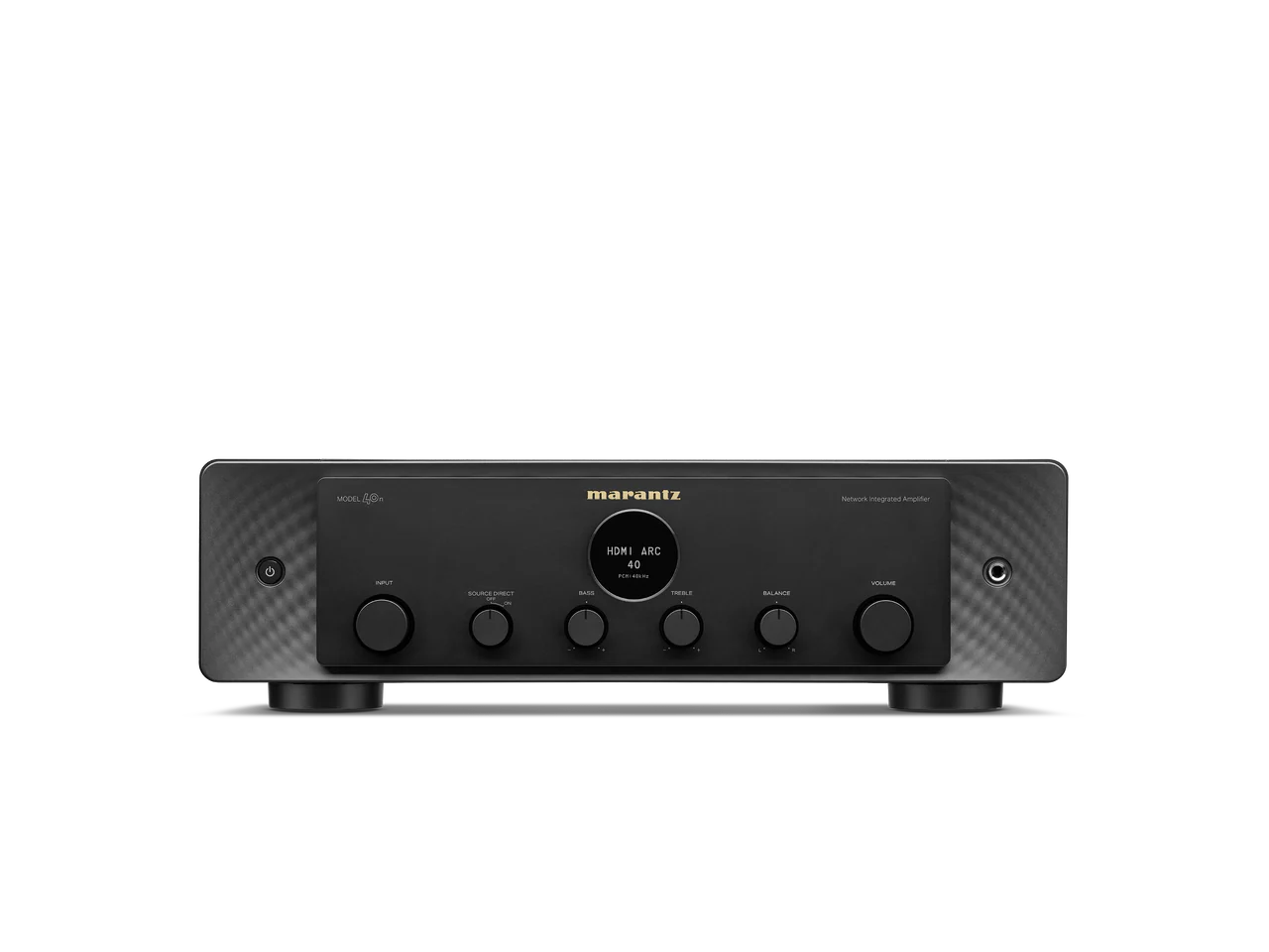 Front view of Marantz Model 50 high-end amplifier with sleek metal panel