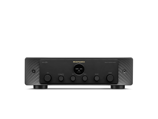 Front view of Marantz Model 50 high-end amplifier with sleek metal panel