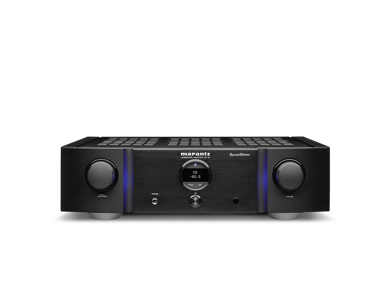 Front view of Marantz PM12SE integrated amplifier with controls visible
