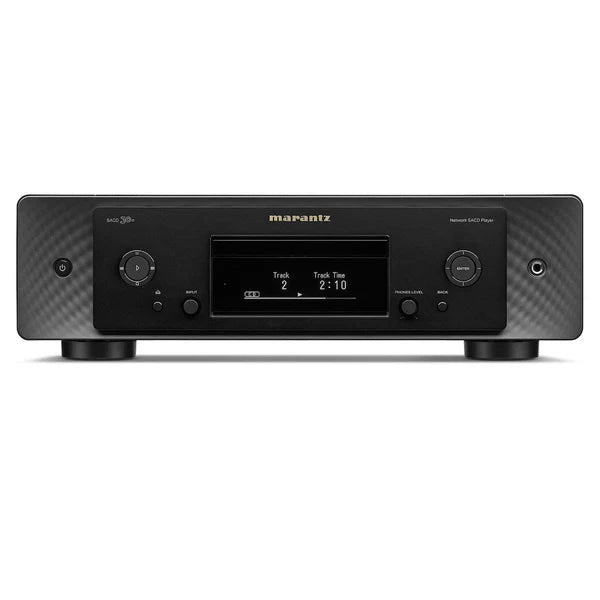 “Front view of  SACD 30n network SACD player with display and buttons”