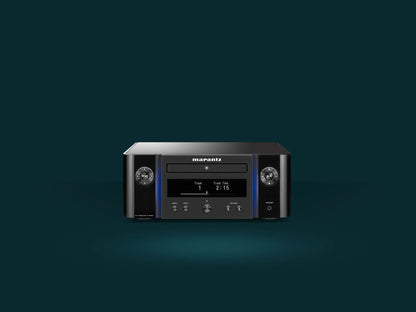 Front view of marantz m-cr 612 compact Hi-Fi system, sleek black finish