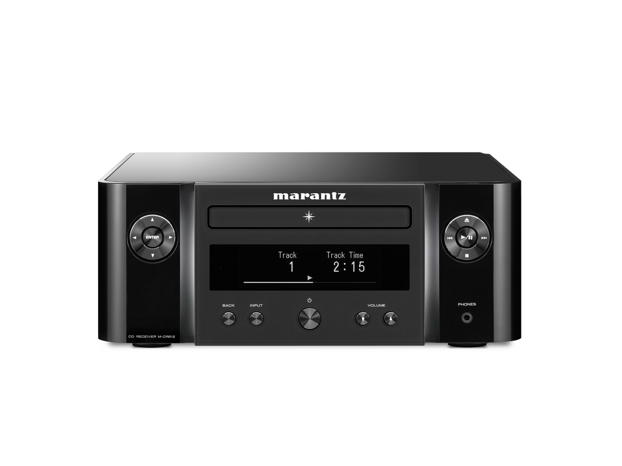 Rear side of marantz m-cr 612 compact Hi-Fi system, highlighting connectivity options