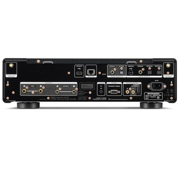 “Side view showing ports and premium finish of high-resolution player”